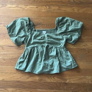 JAPNA army green babydoll top